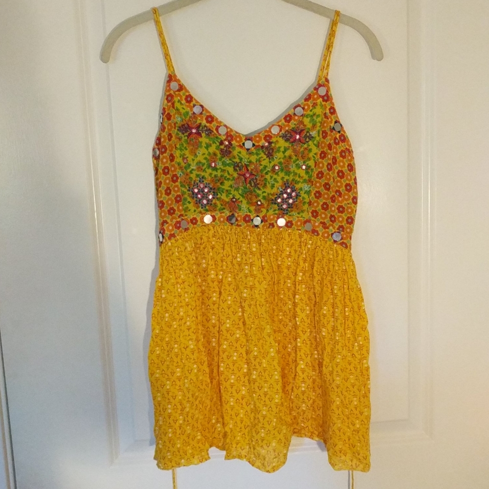 Yellow Festival Empire Waist Top